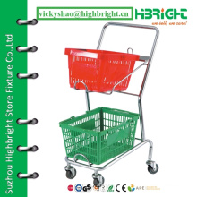 2-tier shopping cart,double basket shopping cart,shopping basket trolley